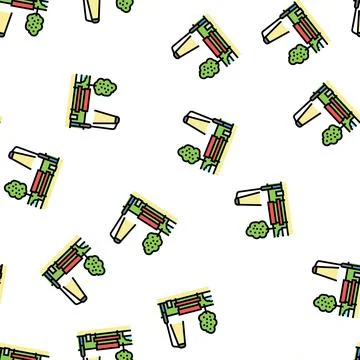 Bench park vector seamless pattern Stock Illustration