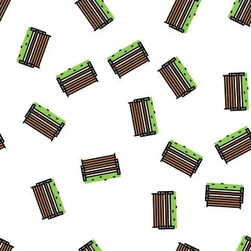 Bench park vector seamless pattern Stock Illustration