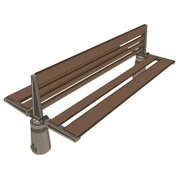 Bench park vector vintage isolated background wooden illustration old Ilustración de archivo