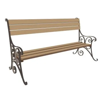 Bench park vector vintage isolated background wooden illustration old Ilustración de archivo