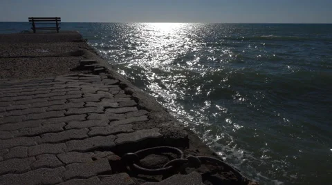 Bench on a pier Video stock 62651679