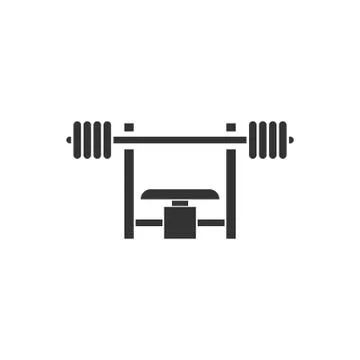 Bench Press with Barbel icon flat Stock Illustration