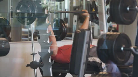 Bench press barbell exercise Stock Footage 27193376