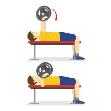 Bench press exercise for chest. Man doing workout Illustrazione stock