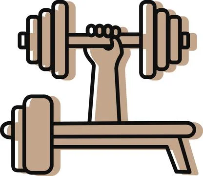 Bench press heavy barbell workout illustration Illustrazione stock