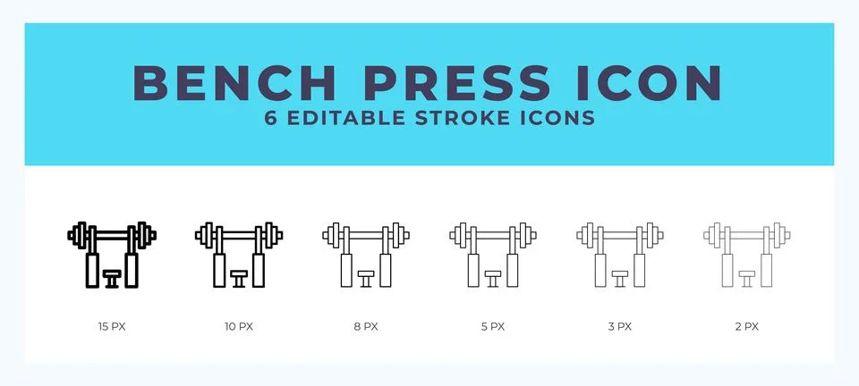 Bench press icon vector illustration. With editable stroke for web. App and.. イラスト素材