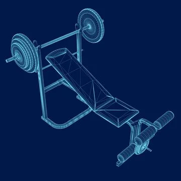 Bench Press wireframe, Vector Illustration Stock Illustration