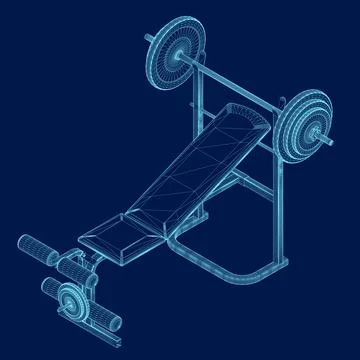 Bench Press wireframe, Vector Illustration Stock Illustration