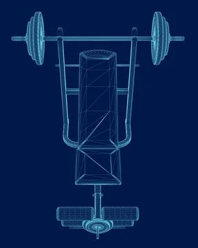Bench Press wireframe, Vector Illustration. Top view Stock Illustration