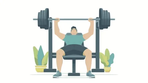 Bench Press Workout Animation - Strength Training Stock Footage 277623584
