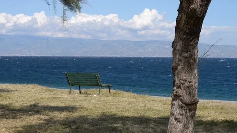 Bench by the sea Stock Footage 108505391