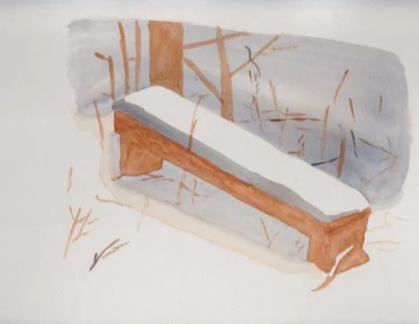 Bench in snow Stock Illustration