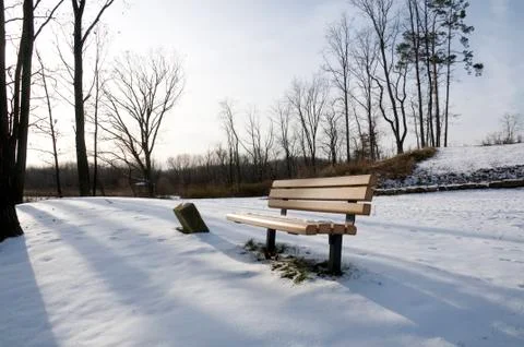Bench in the Snow Stock Photos