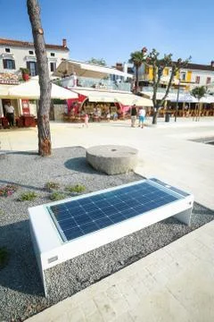 Bench with solar panel Foto stock