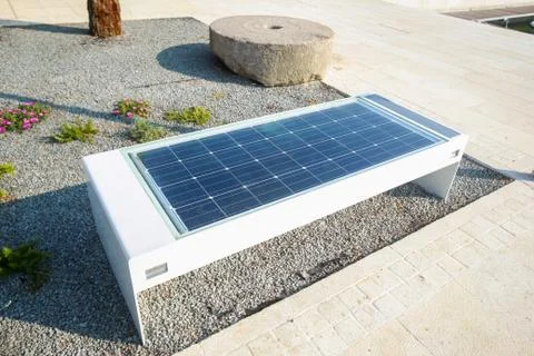 Bench with solar panel Stock Photos