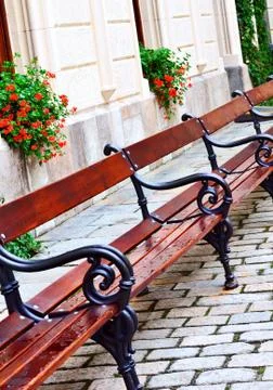 Bench in the street Stock Photos