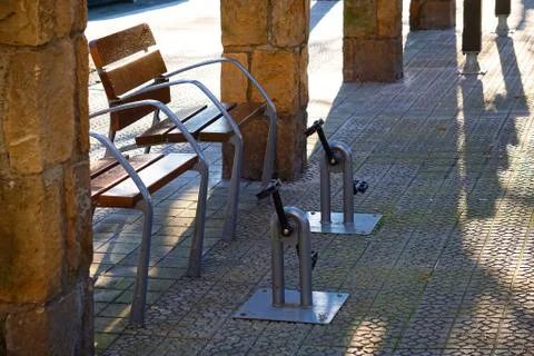 Bench in the street Stock Photos