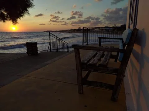 The bench in the sunrise Stock Photos