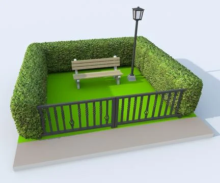 Bench surrounded by a hedge Stock Illustration