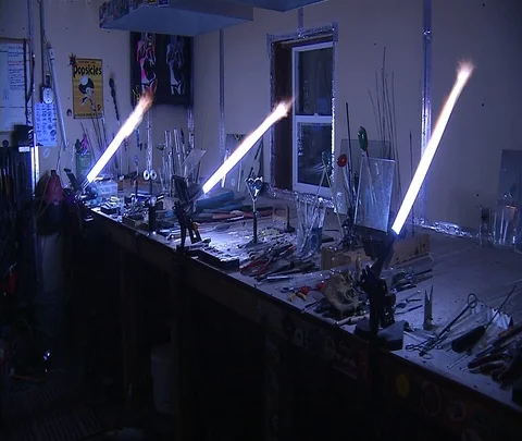 Bench of Torches Stock Footage 119589939