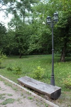 Bench from the trunk of tree Stock Photos