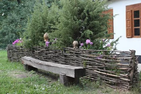 Bench from the trunk of tree Stock Photos