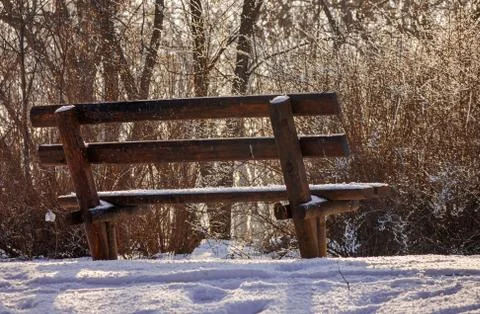 Bench under the snow Stock Photos