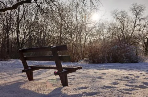 Bench under the snow Stock Photos