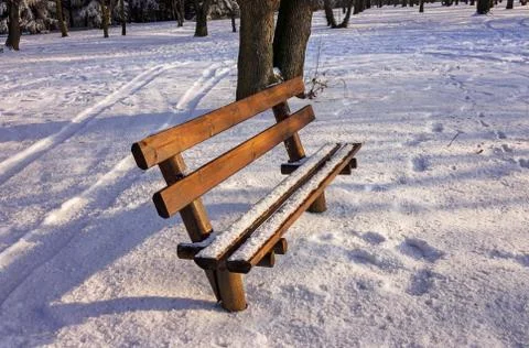 Bench under the snow Stock Photos