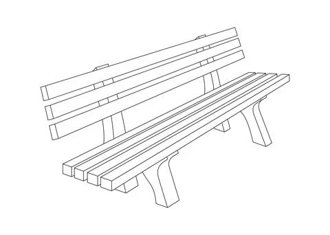 Bench vector outline sketch illustration. Stock Illustration