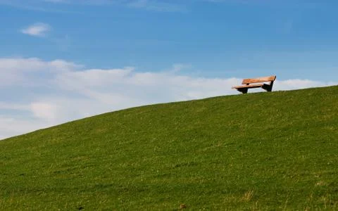 Bench with view from the dyke Stock Photos