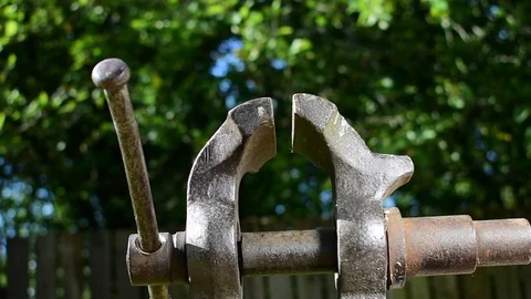 Bench vise bottom view Stock-Footage 116543523