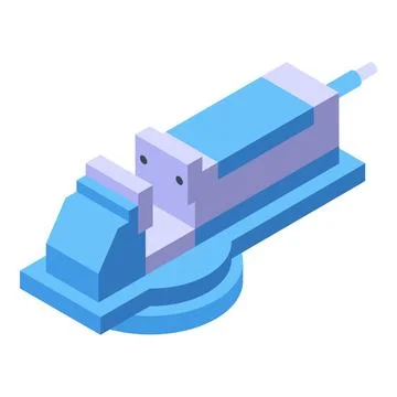 Bench vise securing objects for various applications in isometric view Stock Illustration