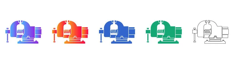Bench Vise Tool Vector Icon Set Stock Illustration
