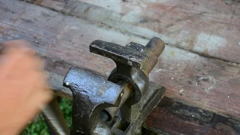 Bench vise view from above Stock Footage 116543520