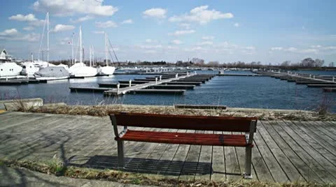 Bench by the Water HD Stock Footage 10858130