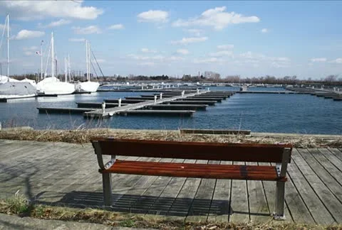 Bench by the Water NTSC Stock Footage 10858125