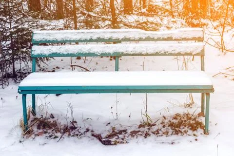 Bench in the winter Stock Photos