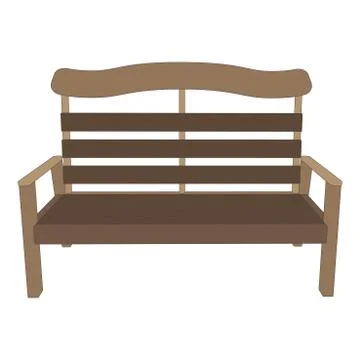 Bench wooden vector park background illustration view garden isolated Ilustração Stock