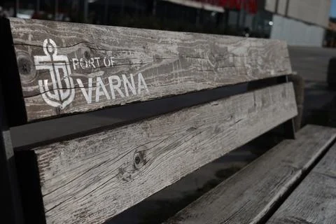 Bench with writings on it Stock Photos