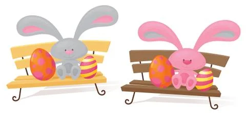 Benched bunnies Stock Illustration