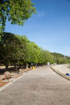 Benches along the path. Stock Photos