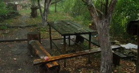 Benches and a table Stock Footage 137650453