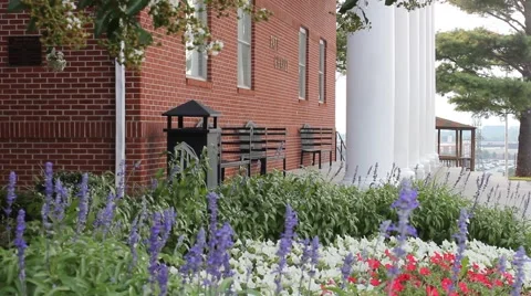 Benches on college campus Stock Footage 53200543