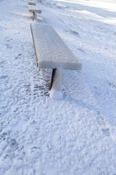 Benches in ice Stock Photos