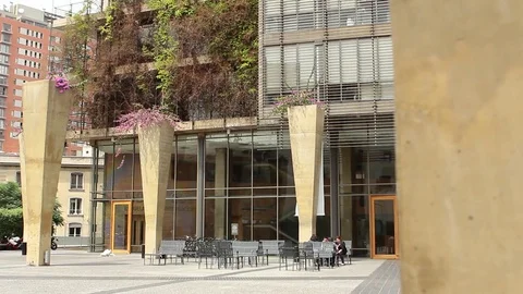 Benches outside campus Stock Footage 77051511