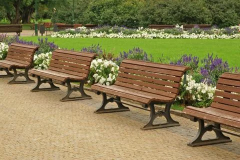 Benches in the park Stock Photos