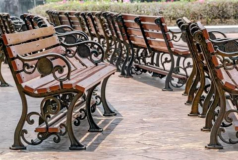 Benches in park Stock Photos