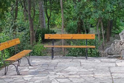 Benches in park Stock Photos