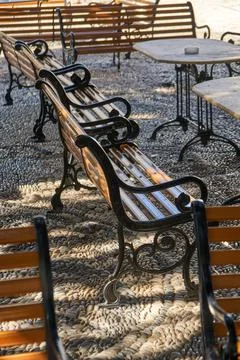 Benches in the park Foto stock
